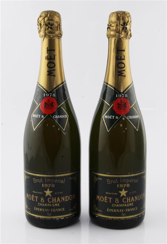 Two bottles of Moet & Chandon Brut Imperial Champagne 1978.